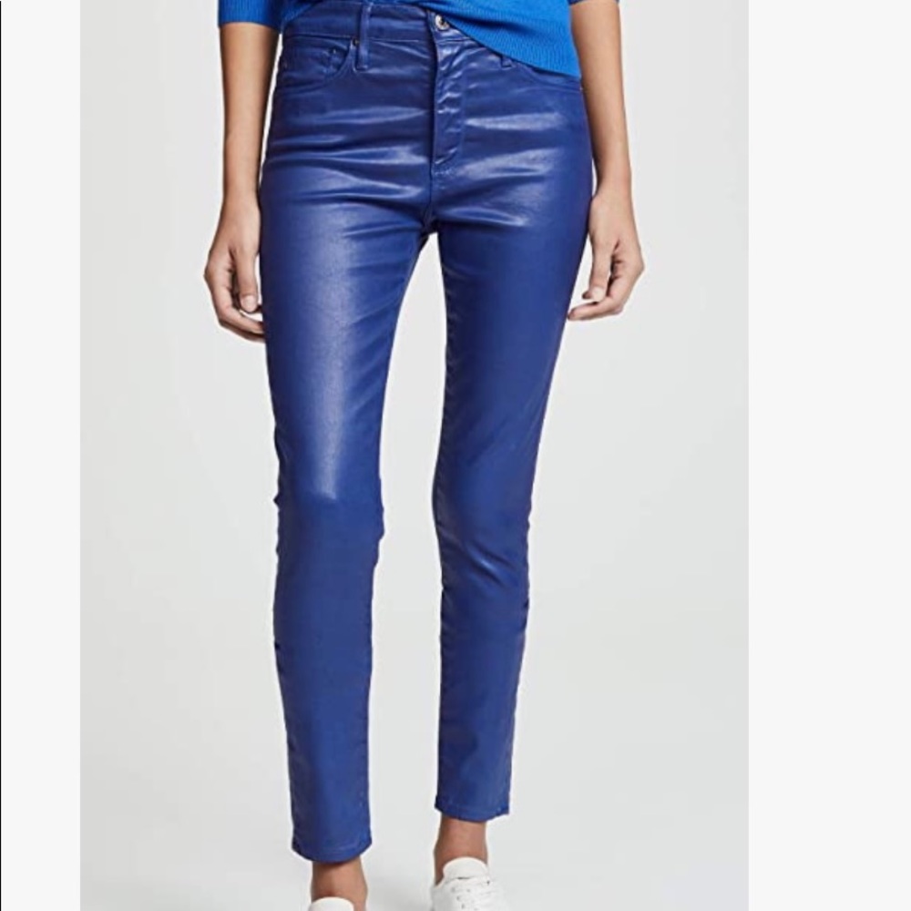 AG Leatherette Farrah Skinny Skinny Ankle Jeans Blue